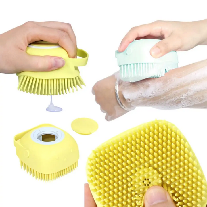 Silicone Dog Bath Brush – 4-in-1 Grooming, Massage & Shower Gel Dispenser