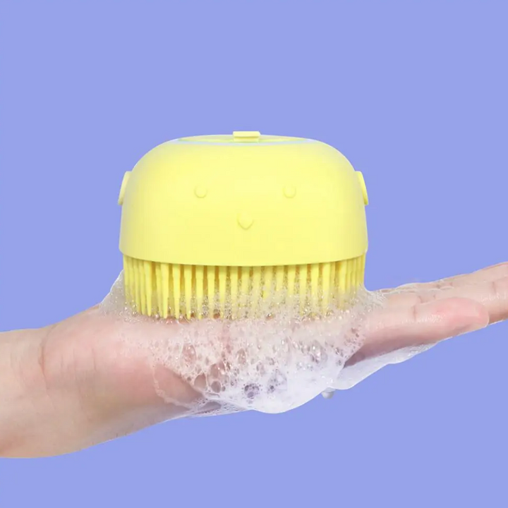 Silicone Dog Bath Brush – 4-in-1 Grooming, Massage & Shower Gel Dispenser