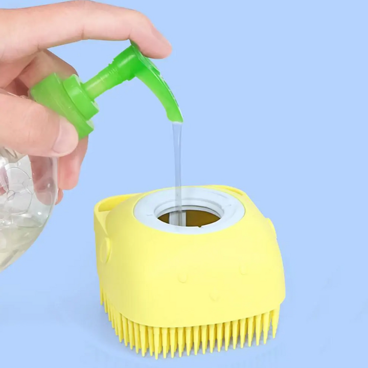 Silicone Dog Bath Brush – 4-in-1 Grooming, Massage & Shower Gel Dispenser