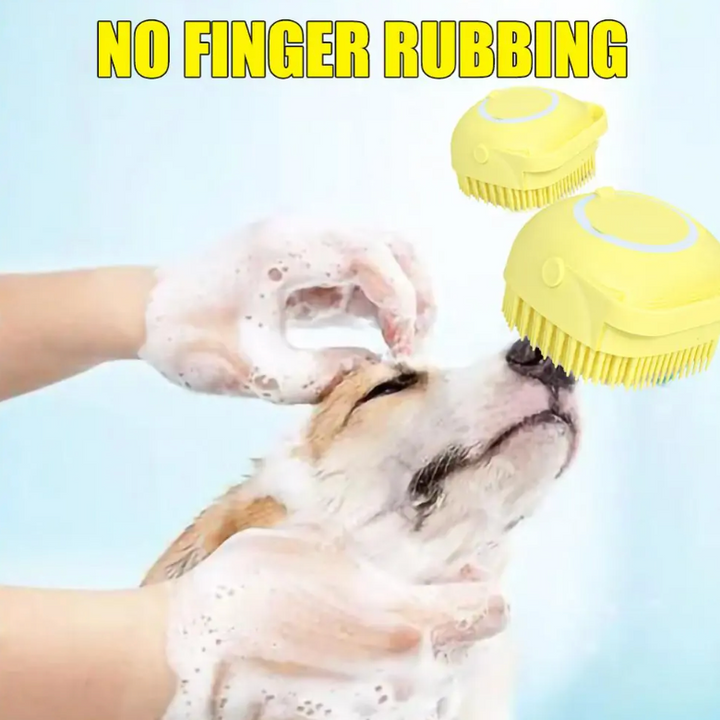 Silicone Dog Bath Brush – 4-in-1 Grooming, Massage & Shower Gel Dispenser