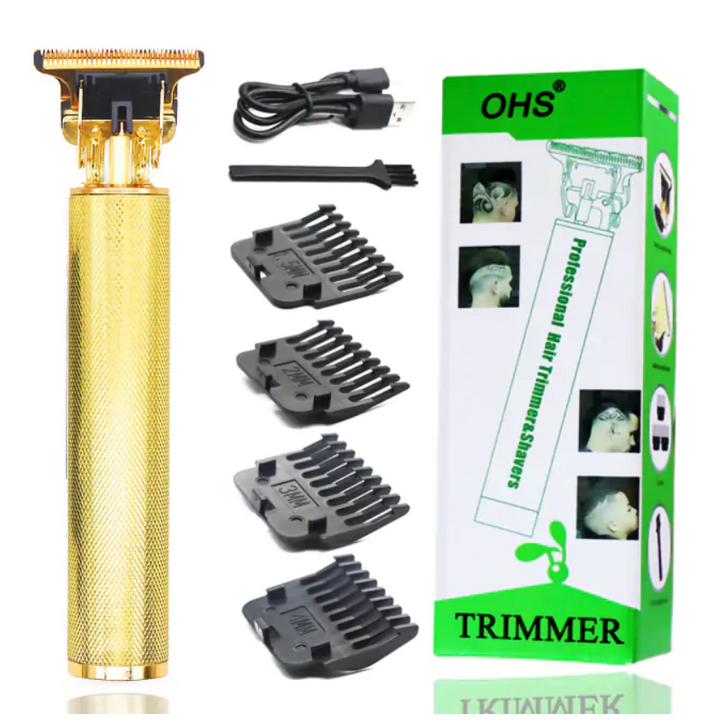 Vintage USB Electric Hair Trimmer – 4 Clipper Heads, ABS & Metal, Universal Voltage