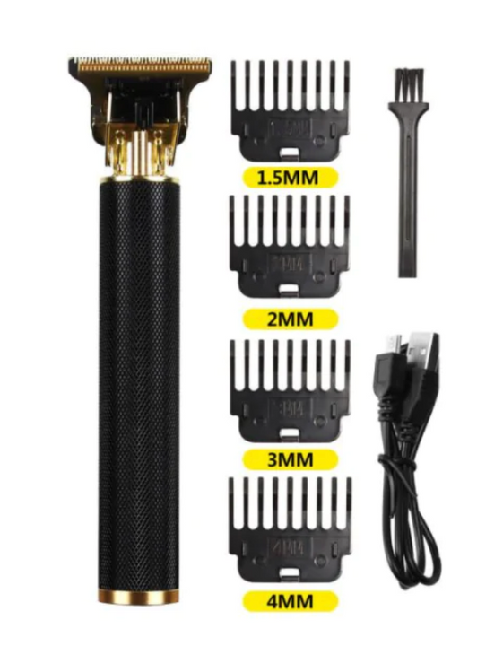 Vintage USB Electric Hair Trimmer – 4 Clipper Heads, ABS & Metal, Universal Voltage