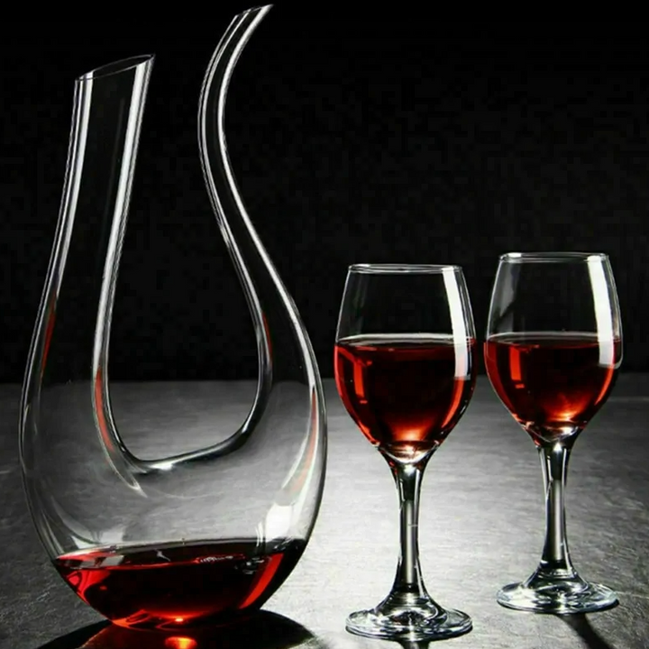 U-Shaped Crystal Wine Decanter 1500ml – Lead-Free, Aerating, Red & White Wine