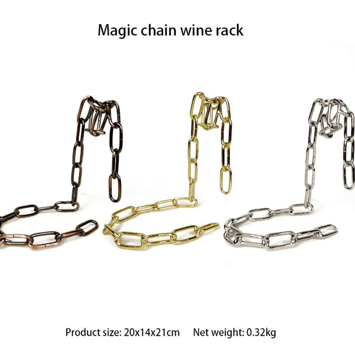 Iron Chain Wine Bottle Holder – Suspended Display Stand, Home Bar Decor, 3 Finishes