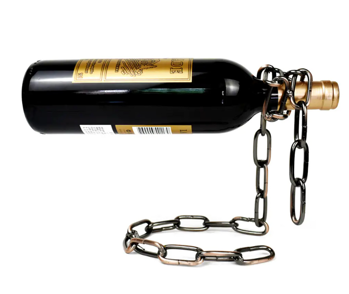 Iron Chain Wine Bottle Holder – Suspended Display Stand, Home Bar Decor, 3 Finishes