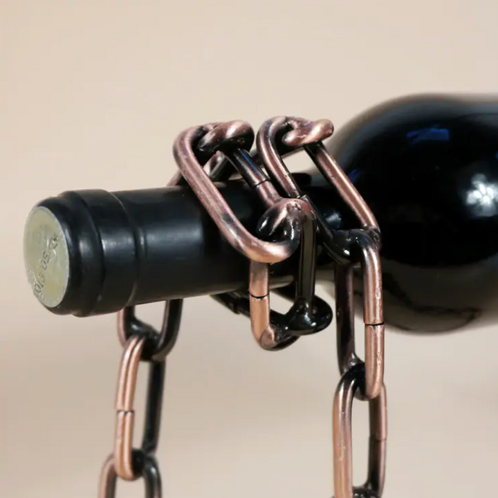 Iron Chain Wine Bottle Holder – Suspended Display Stand, Home Bar Decor, 3 Finishes